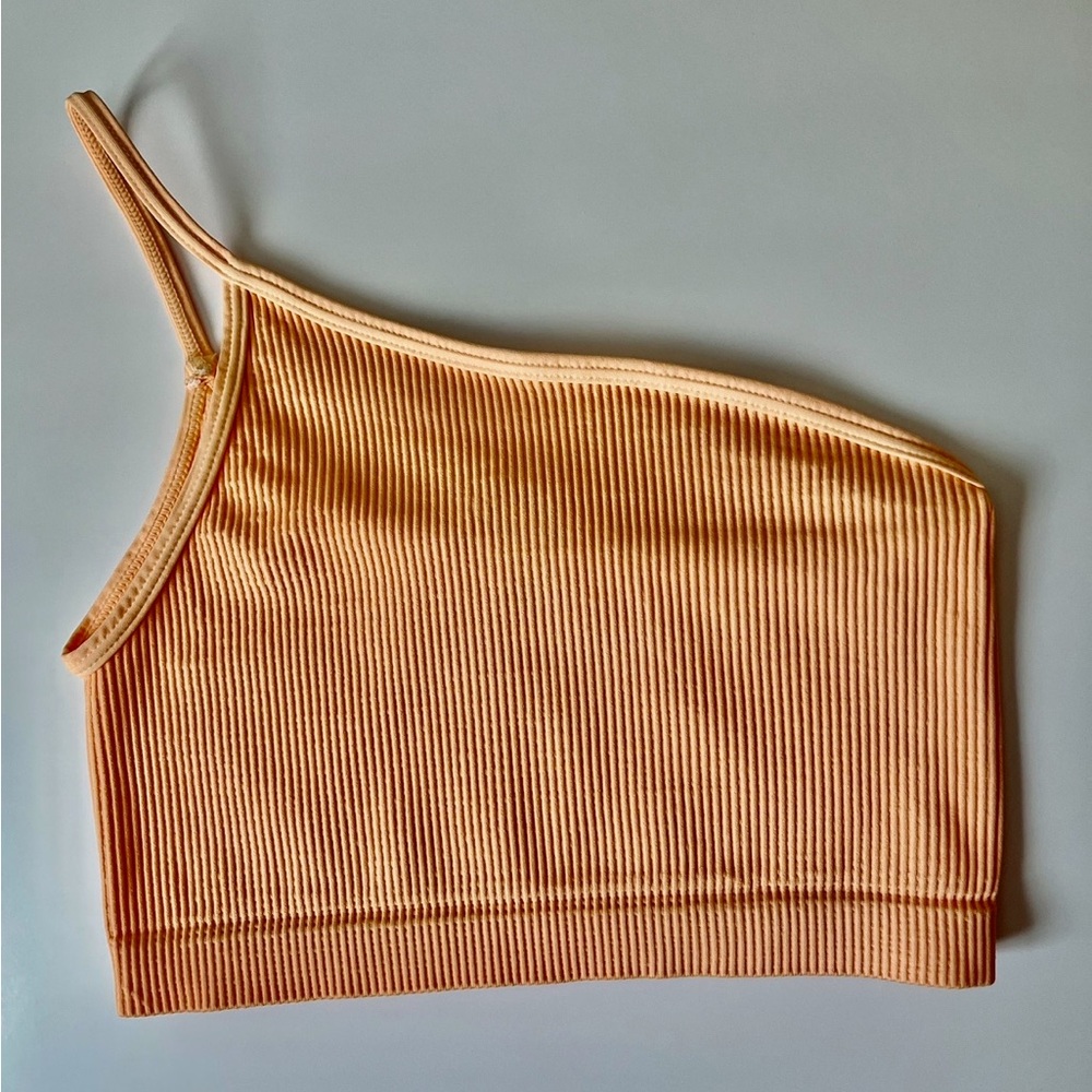 Cantaloupe One Shoulder Ribbed Bralette
